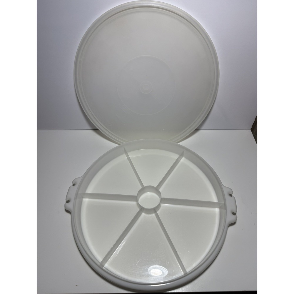 Vintage Tupperware White Party Susan Divided Vegetable Relish Tray w Lid #224-9‎